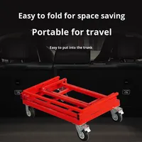 Carretilla de Plataforma Plegable de Acero con Puertas y Ventanas para Obras de Construcción y Compras - Carro de Maniobras Universal de Cuatro Ruedas Silencioso y Portátil