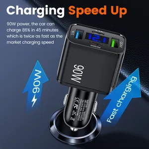 90W Car Charger Quick Charge <b>Plug</b> Lighter <b>Adapter</b> 4 Port USB-C Fast Charging Phone Charger use for iPhone Xiaomi Samsung - Product Image 6