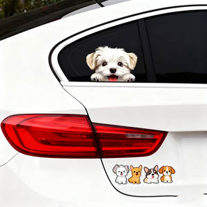 Accessoire pour voiture sur le thème des animaux Décalcomanie pour chiots double face imperméable et autocollante pour fenêtres de voiture Décalcomanie pour chien - Product Image 5