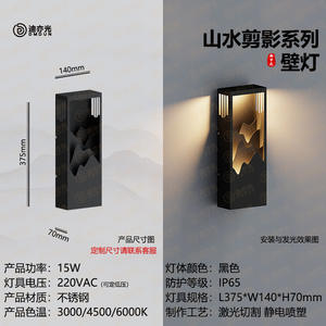 Nouvelle lampe de jardin extérieure imperméable de style paysage chinois, lampe de pelouse, lampe murale, lampe solaire de jardin, paysage, lumière et ombre - Product Image 6