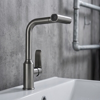 Robinet de cuisine commercial multifonction gris anthracite à douchette extractible, eau chaude et froide, pour évier de restaurant, vente en gros usine
