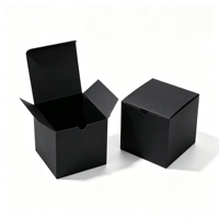 Boîte cadeau en papier carton noir de haute qualité, petite et carrée, pour soins de la peau, emballage personnalisé pour bougies, gloss à lèvres, cosmétiques