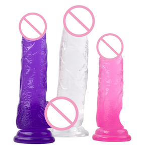 Renkli yapay kristal gerçekçi tasarım yumuşak silikon malzeme ile kadın doğal kauçuk yapay penis - Product Image 4