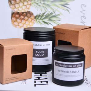 Candela Artigianale di Lusso in Cera di Soia in Barattolo di Vetro Marrone <span class=keywords><strong>con</strong></span> Coperchio Nero, Profumo di <span class=keywords><strong>Lavanda</strong></span> e Vaniglia per Clienti <span class=keywords><strong>con</strong></span> Pelle Secca - Product Image 2