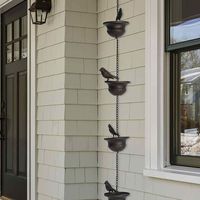Chaîne de pluie et carillon éolien en fer forgé, style vintage rétro nostalgique, décoration de jardin, gouttière métallique de 2,4 m pour cour et balcon
