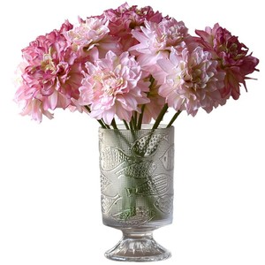 Fleur artificielle vintage à tige unique, <span class=keywords><strong>Dahlia</strong></span> à bord rôti, bord brûlé, décoration d'intérieur, style littéraire, multicolore, pour mariage - Product Image 5