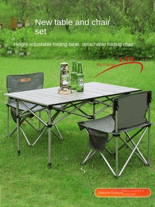 <span class=keywords><strong>Set</strong></span> Tavolo e Sedie da Picnic per Esterni in Lega di Alluminio, Tavolo Pieghevole Portatile con Seduta Regolabile in Altezza e Staccabile, Arredamento da Campeggio - Product Image 6