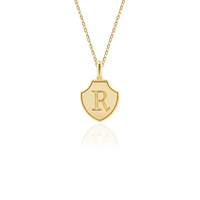 Collier avec pendentif en forme de bouclier personnalisé Jietao, gravure de lettre, plaqué or PVD, acier inoxydable, bijoux pour femmes, anti-ternissement