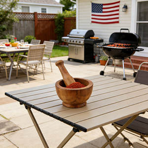 Set <span class=keywords><strong>Mortar</strong></span> Kayu Besar, Penggiling Tekan Penggiling Penghancur Mangkuk Bawang Putih Campuran Kayu Bambu Bawang Putih - Product Image 3