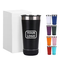 Gobelet isotherme intelligent en acier inoxydable 304 de 16 oz avec logo personnalisé, ouvre-bouteille intégré, pour bière et café de voyage