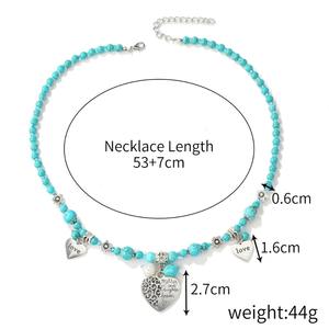 Collar de cuero Vintage suéter cadena Boho turquesa accesorios étnicos joyería de mujer collares de turquesa con cuentas para mujer - Product Image 5