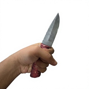 Cuchillos Rajput de hoja fija con punta caída, de acero de Damasco forjado, 20 cm, mango de madera Pakka azul, 3 años de garantía, para bricolaje, camping y caza - Product Image 2