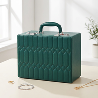 Boîte organisatrice de bijoux en cuir PU multicouche moderne rectangulaire verte pour femmes et filles - Cadeau pour la Saint-Valentin et le Nouvel An