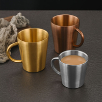 Tasse à café double paroi en acier inoxydable 304 pour la maison et le bureau, avec poignée, pour latte, lait, eau, coffret cadeau de Noël