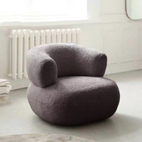Fauteuil Bas Bouclé “Teddy” en Laine d'Agneau, Fauteuil de Salon Élégant Blanc pour le Repos et la Vente