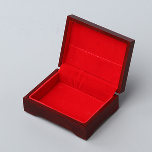 Yuka Jewelry <b>Box</b> Rectangle 0.8cm <b>Vintage</b> Engraved Red Velvet Interior For Storage - Product Image 1