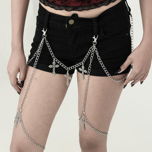 Catena del corpo europeo americano gotico da donna ciondolo a croce stile Halloween stile scuro catena del <span class=keywords><strong>ventre</strong></span> personalizzato in lega pietra naturale - Product Image 3