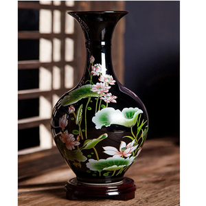 Vase en céramique chinoise décoratif, récipient floral pour la maison, le bureau, la table, la décoration intérieure et les pots et jardinières à fleurs - Product Image 1