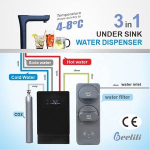 Beelili เครื่องทําน้ําเย็นโซดาแช่เย็นไฟฟ้าใต้อ่างล้างจานอัดล<span class=keywords><strong>ม</strong></span>ดื่มน้ําร้อนเย็นสําหรับห้องครัว - Product Image 1