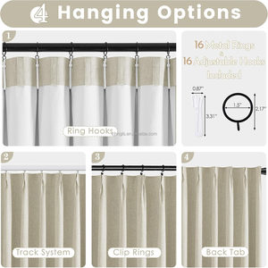 Rèm vải lanh 84 inch, cản sáng, cách âm, màu hồng, xếp ly, giữ nhiệt, bộ 2 tấm, dành cho phòng ngủ, phòng khách - Product Image 4