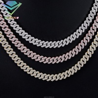 Cadena Cubana de Plata 925 con Baño de Oro de 18k y Moissanita VVS de 2 Filas, Ancho de 8mm-12mm, 100% Probada, para Joyería de Rapero Hip Hop