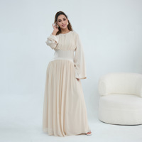 Vêtements islamiques d'été, corset, jupe fluide en mousseline de soie, robes modestes, abaya, robe musulmane pour femmes, plissée, évasée, manches longues