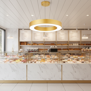 โคมไฟวงแหวนรูปไข่สีทองสำหรับงานต้อนรับ, ล็อบบี้, ซูเปอร์มาร์เก็ต, โครงการวิศวกรรมห้างสรรพสินค้า - Product Image 1