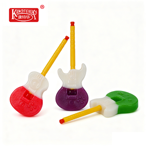 Sucette en forme de guitare, multicolores, saveur de fruits mélangés, bonbons durs sucrés, emballage créatif en boîte - Product Image 5