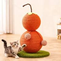 Grand arbre à chat moderne et écologique FuLu Orange avec jouet boule en sisal, grattoir auto-nettoyant en forme de calebasse pour chats