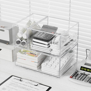 Desktop Multi Functional Cosmetic <b>Storage</b> Box Transparent <b>Drawer</b> Type <b>Stackable</b> Multi Layer Skincare Organizer - Product Image 4