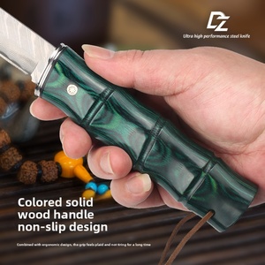 มีดพับยุทธวิธีแบบปรับแต่งได้ Green Bamboo OEM คุณภาพสูง ใบมีดเหล็กกล้าไร้สนิม ด้ามไม้ DIY สำหรับกิจกรรมกลางแจ้ง 1 - Product Image 4