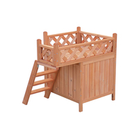 Niche d'extérieur en bois pour chiens de petite taille, extra imperméable et durable, avec balcon