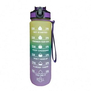 Gran oferta, botella de agua Tritan de 1L, Color degradado sin BPA para gimnasio, Fitness, deportes y Camping con marcador de tiempo para motivación - Product Image 6