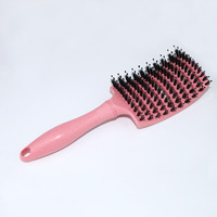 Paille de blé à faible quantité minimale de commande poils de sanglier naturels fins séchage des cheveux et Massage de la tête brosses à cheveux coiffantes incurvées