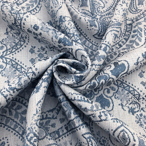 Chất Lượng Cao Thanh Lịch Tinh Tế Hoa In Rèm Cửa Polyester Linen Vải Hoa In Ánh Sáng Màu Xanh Màn Rèm - Product Image 3