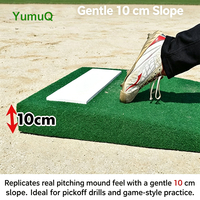 YumuQ - Plateforme de lancer de baseball portable et imperméable pour lanceurs, avec fond en bois et gazon artificiel pour l'entraînement au lancer