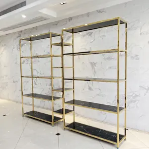 Store Decoration Sales Modern stainless steel gold Shop Shoe Display Ideas For Shoes Women Shop