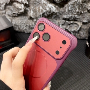 Deep cherry lens Conversion Magnetic Mobile phone case for iPhone 18 17 16 15 pro max soft touch frosted Air Cushion back cover - Product Image 4