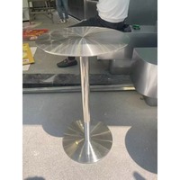 Table basse ronde industrielle, petite table de bistrot avec base en acier inoxydable pour café, bar, mobilier moderne, table à manger