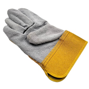 Guantes DE SEGURIDAD amarillos de cuero de vaca de pulgada de fábrica baratos, guantes de soldadura de trabajo de cuero - Product Image 1
