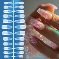 120 Uds claro esmerilado largo Stiletto/almendra/cuadrado uñas postizas cápsula Prensa en ataúd falso manicura punta sistema de extensión herramientas
