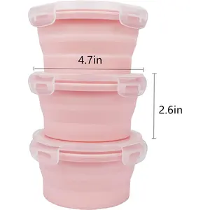 Easy Clean Portable Silicone Food Container Collapsible Lunch Box With Lids