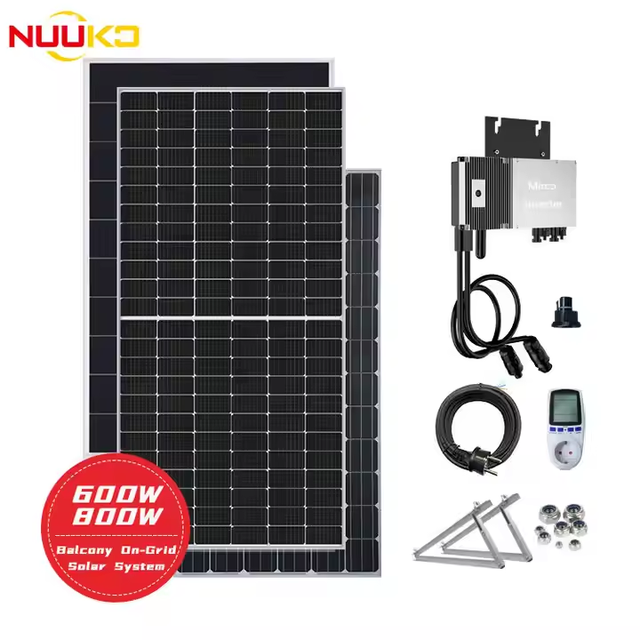 Balcony Power Solar System 1000w 800w 500w Solar Inverter and LiFePO4 Solar Battery for Home Complete On-Grid Solar System Kit