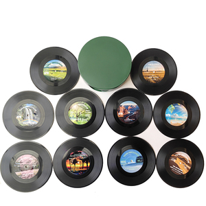 Custom Anti Slip Heat Resistant PP Vinyl Record Coaster 10.5cm Retro Music Theme Drink <b>Mat</b> for Home <b>Bar</b> Cafe Table Decoration - Product Image 6