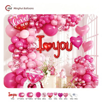 Kit de guirlande de ballons Saint-Valentin, ballons en latex rouge, rose et blanc, ballons en aluminium LOVE, I Love You, cœur, lèvres, pour mariage et anniversaire