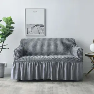 Housse de canapé en Polyester uni, volants de protection élastique, couverture extensible, de haute qualité, 1 pièce