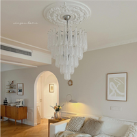 Lustre LED en verre style Murano vintage français, suspension de taille moyenne pour salon, villa, escalier