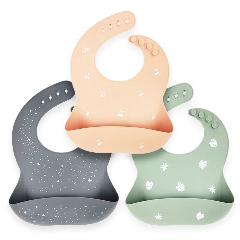 Easy Clean Durable Infant Bibs BPA Free Beauty Animal Baby Silicone Pattern Bibs