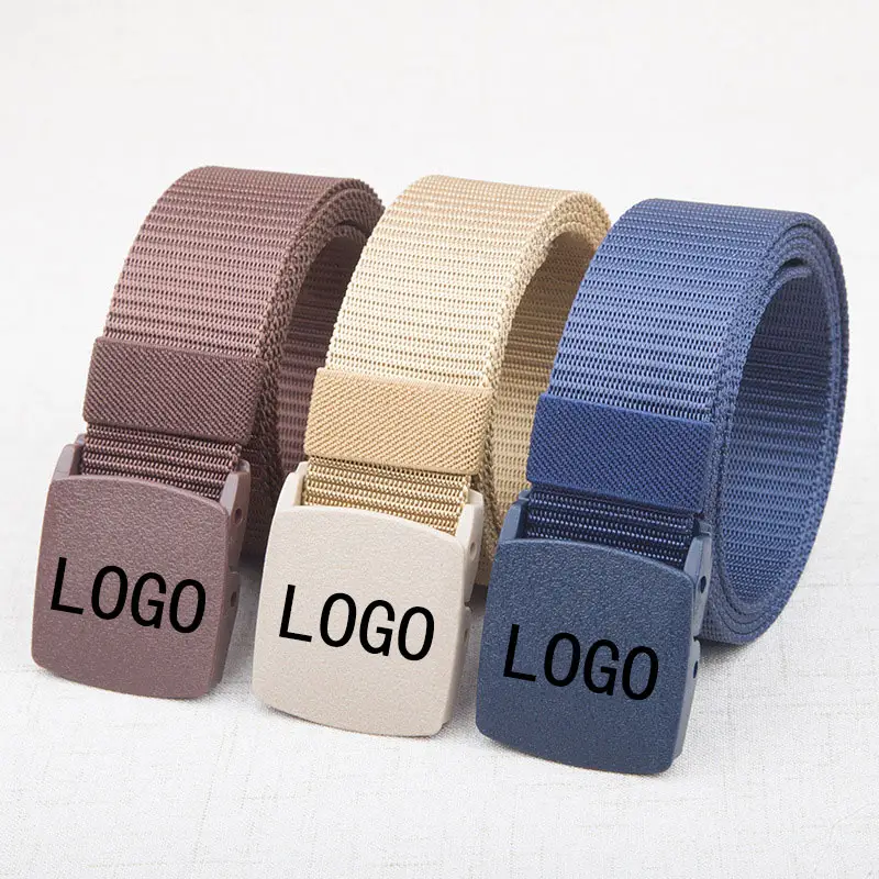 Cintura in nylon con logo personalizzato da esterno cintura fibbia automatica moda uomo senza cintura in metallo