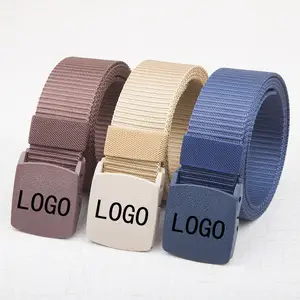 Logotipo personalizado al aire libre cinturón de nylon hebilla automática cinturón de moda de los hombres sin cinturón de metal